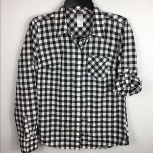 Women’s Patagonia Black Gingham Button up Size 2